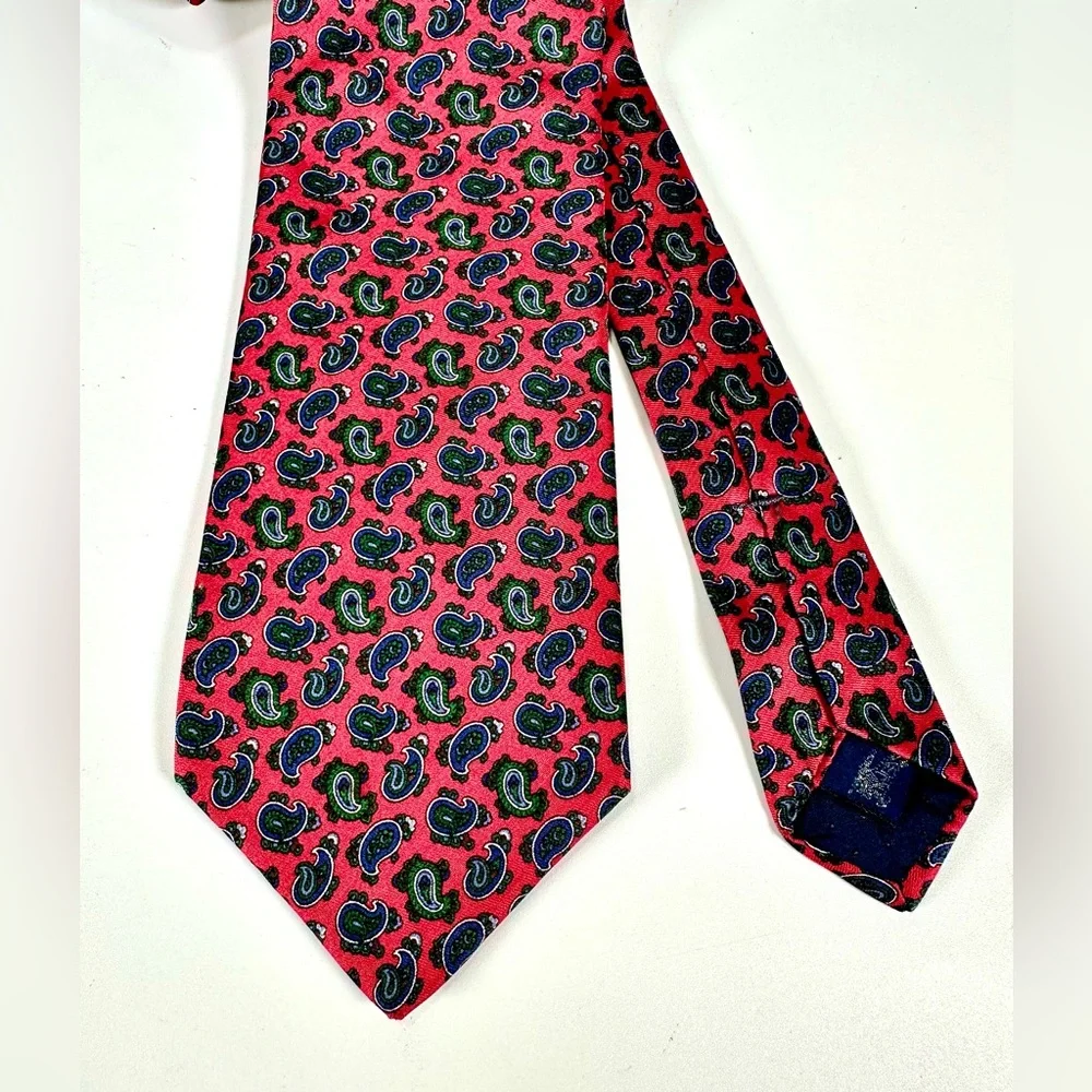 Burberry Vibrant Paisley Print Tie 100% silk. Hand sewn in USA